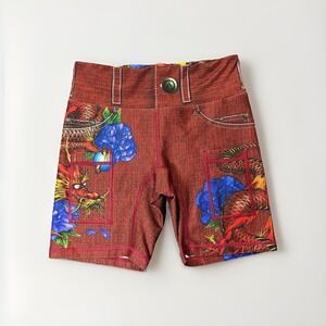 INKnBURN Womens 4 Red Ryu 6-inch Short Compression Pockets Wearable Art Dragons